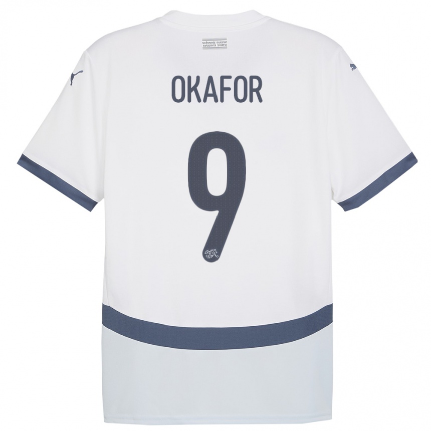 Niño Fútbol Camiseta Suiza Noah Okafor #9 Blanco 2ª Equipación 24-26 México