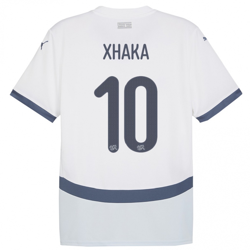 Niño Fútbol Camiseta Suiza Granit Xhaka #10 Blanco 2ª Equipación 24-26 México