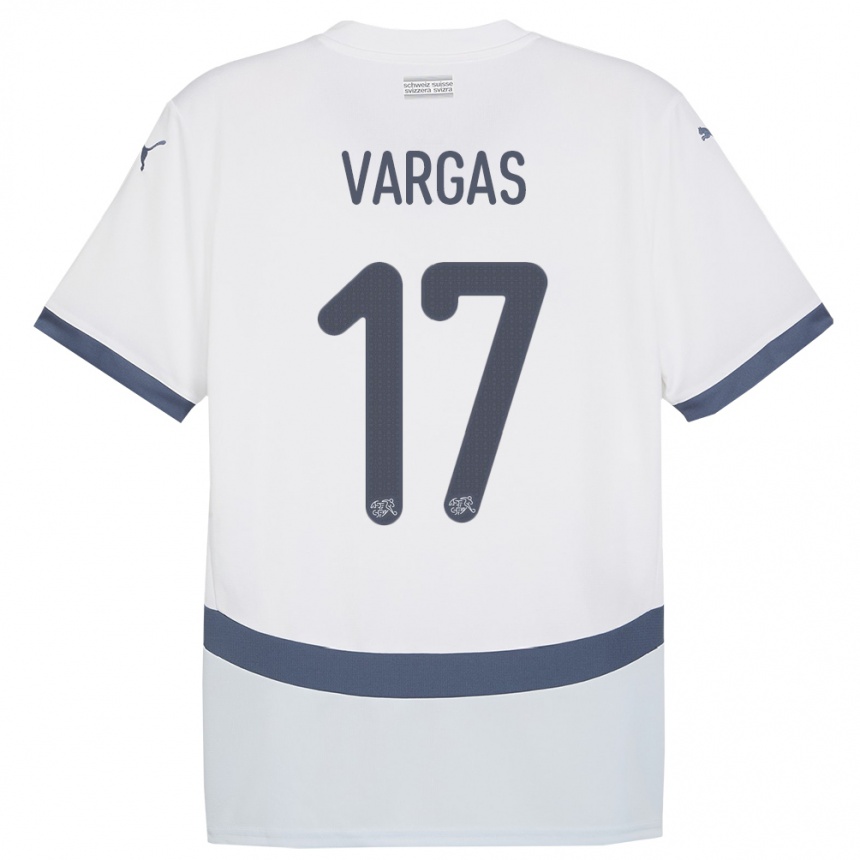 Niño Fútbol Camiseta Suiza Ruben Vargas #17 Blanco 2ª Equipación 24-26 México