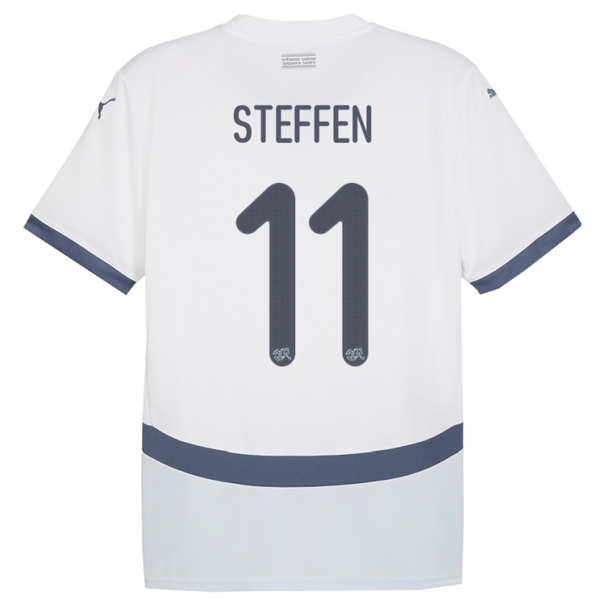 Niño Fútbol Camiseta Suiza Renato Steffen #11 Blanco 2ª Equipación 24-26 México