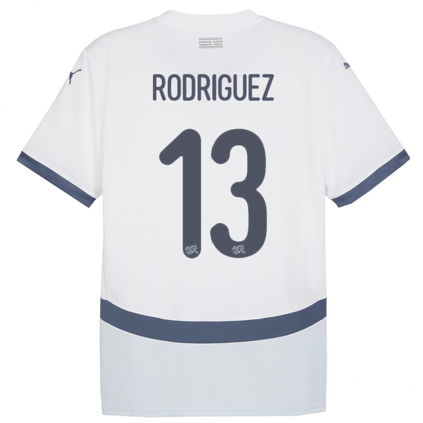 Niño Fútbol Camiseta Suiza Ricardo Rodriguez #13 Blanco 2ª Equipación 24-26 México