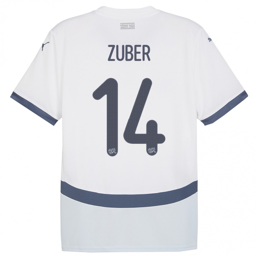 Niño Fútbol Camiseta Suiza Steven Zuber #14 Blanco 2ª Equipación 24-26 México