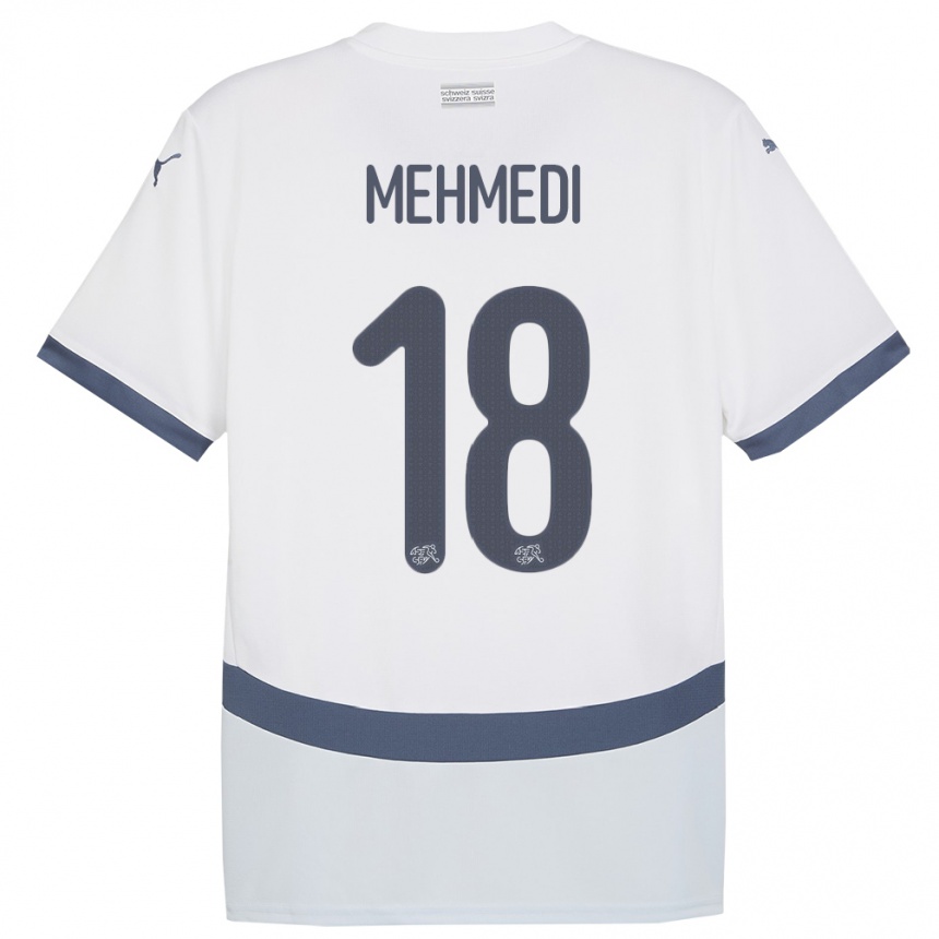 Niño Fútbol Camiseta Suiza Admir Mehmedi #18 Blanco 2ª Equipación 24-26 México