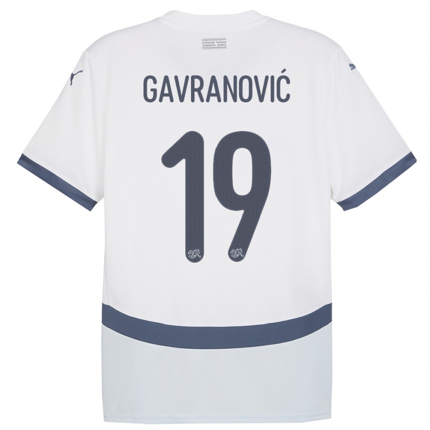 Niño Fútbol Camiseta Suiza Mario Gavranovic #19 Blanco 2ª Equipación 24-26 México