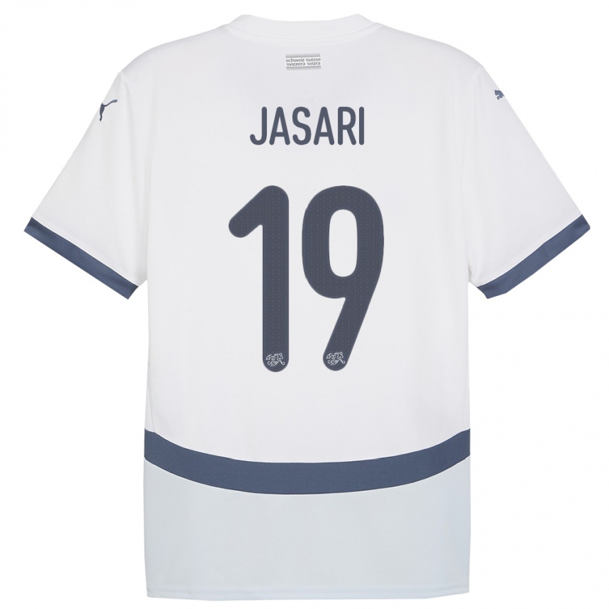 Niño Fútbol Camiseta Suiza Ardon Jasari #19 Blanco 2ª Equipación 24-26 México