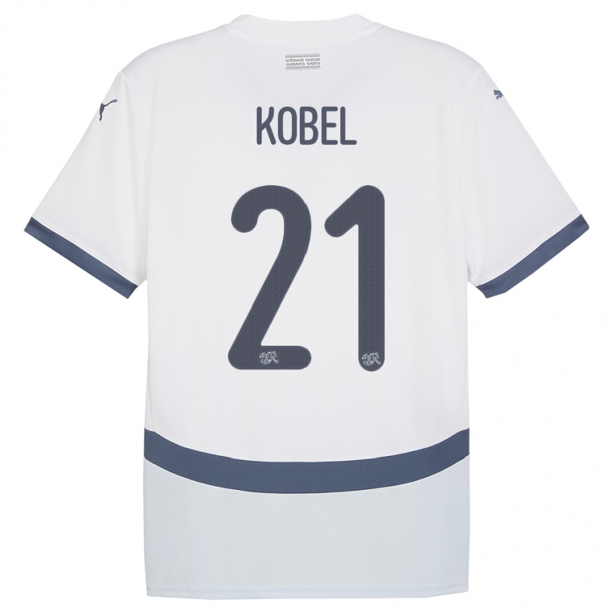 Niño Fútbol Camiseta Suiza Gregor Kobel #21 Blanco 2ª Equipación 24-26 México