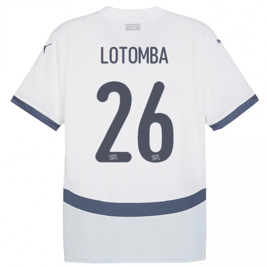 Niño Fútbol Camiseta Suiza Jordan Lotomba #26 Blanco 2ª Equipación 24-26 México