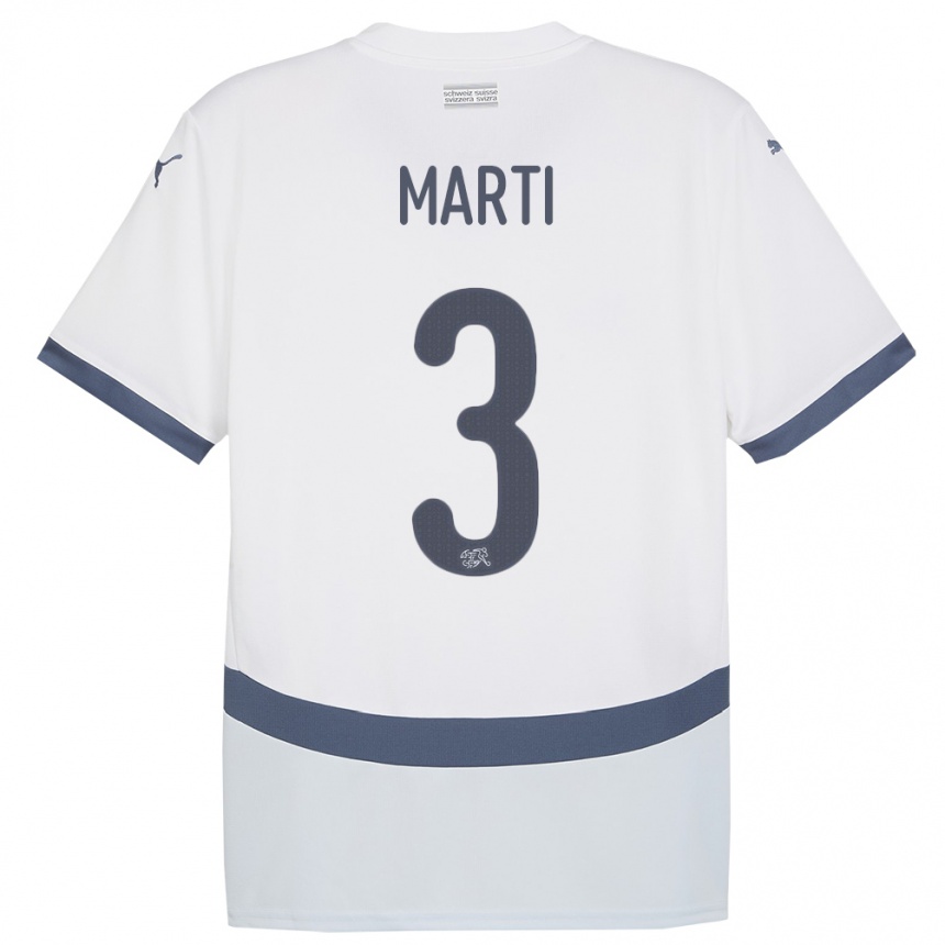 Niño Fútbol Camiseta Suiza Lara Marti #3 Blanco 2ª Equipación 24-26 México