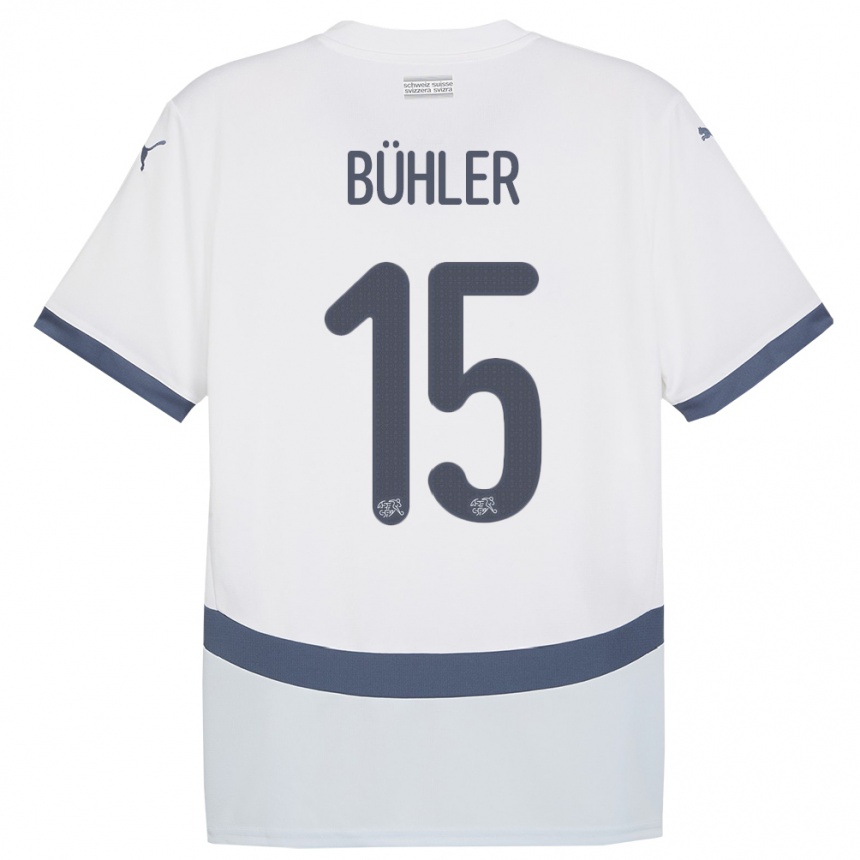 Niño Fútbol Camiseta Suiza Luana Buhler #15 Blanco 2ª Equipación 24-26 México