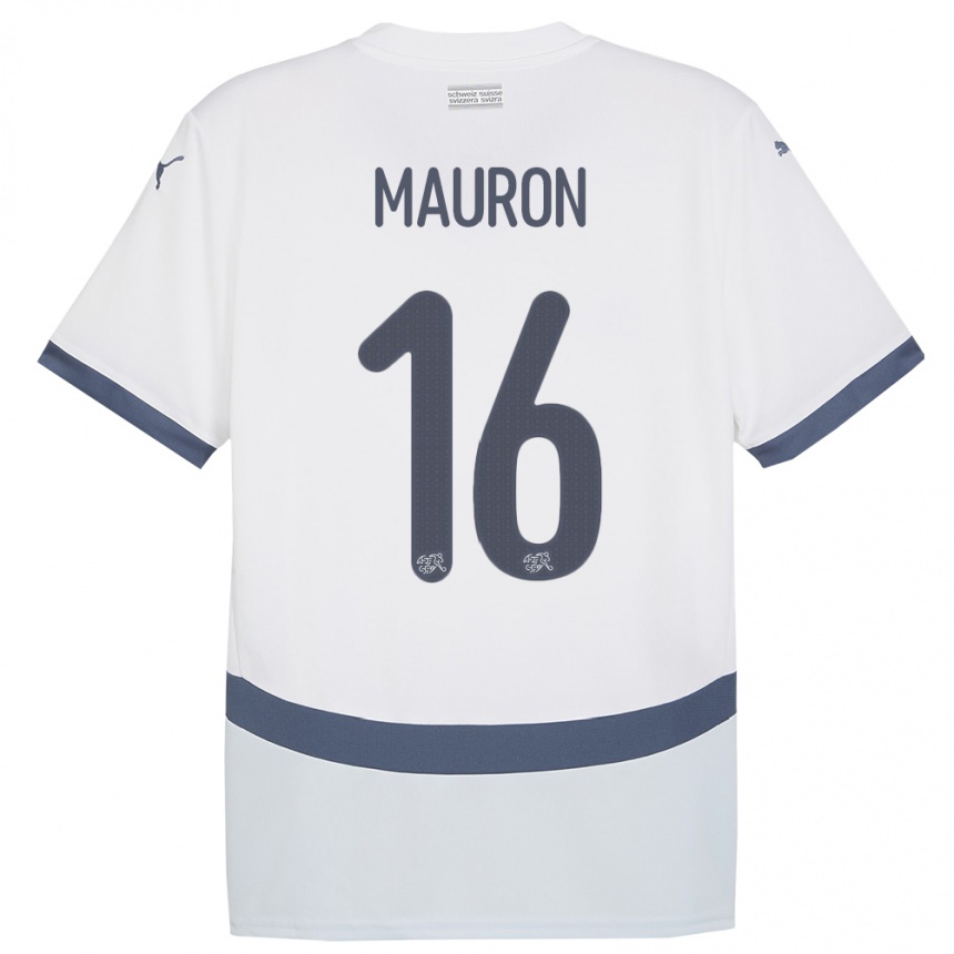 Niño Fútbol Camiseta Suiza Sandrine Mauron #16 Blanco 2ª Equipación 24-26 México