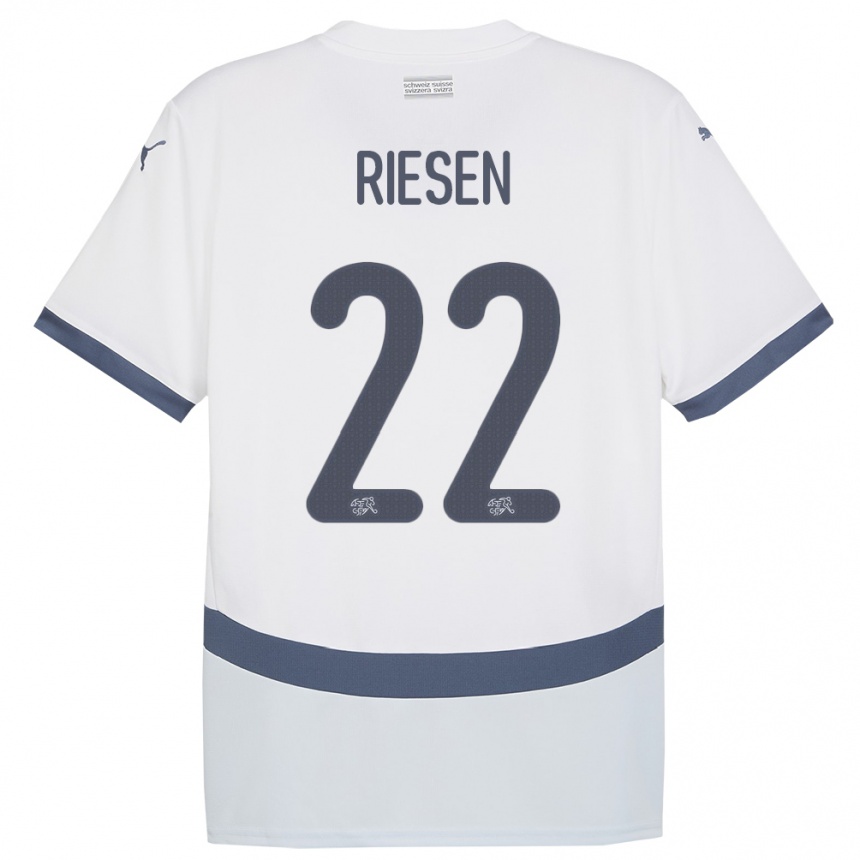 Niño Fútbol Camiseta Suiza Nadine Riesen #22 Blanco 2ª Equipación 24-26 México