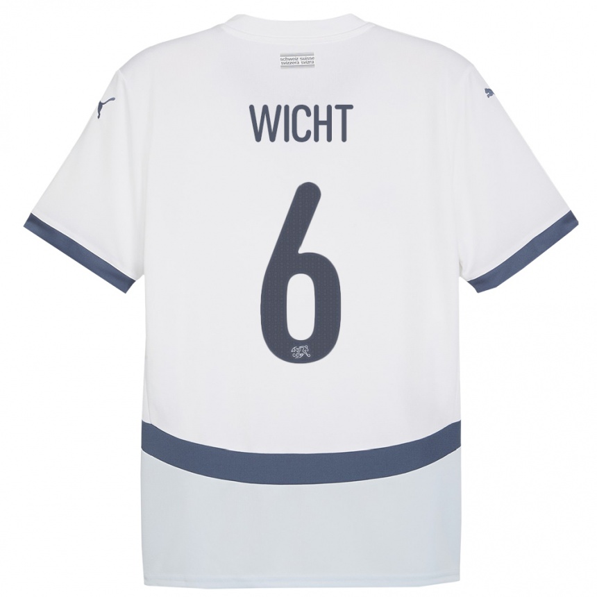 Niño Fútbol Camiseta Suiza Nathan Wicht #6 Blanco 2ª Equipación 24-26 México