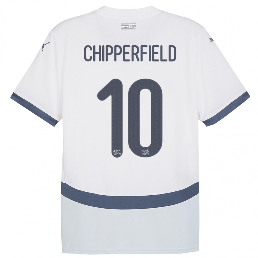 Niño Fútbol Camiseta Suiza Liam Chipperfield #10 Blanco 2ª Equipación 24-26 México