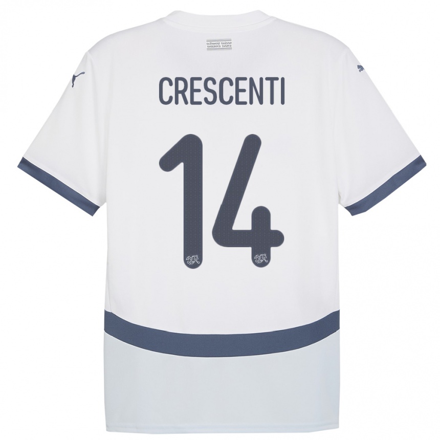 Niño Fútbol Camiseta Suiza Federico Crescenti #14 Blanco 2ª Equipación 24-26 México