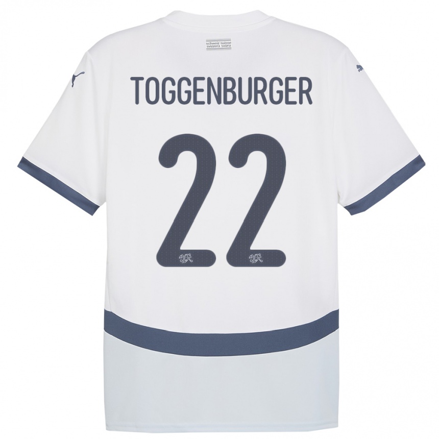 Niño Fútbol Camiseta Suiza Nando Toggenburger #22 Blanco 2ª Equipación 24-26 México