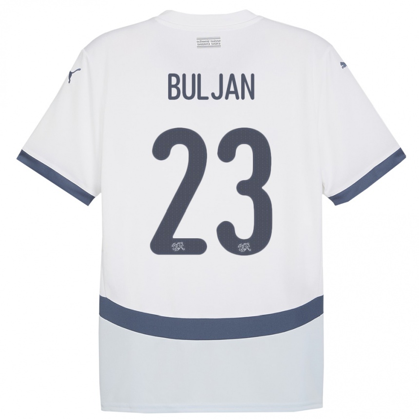 Niño Fútbol Camiseta Suiza Leo Buljan #23 Blanco 2ª Equipación 24-26 México