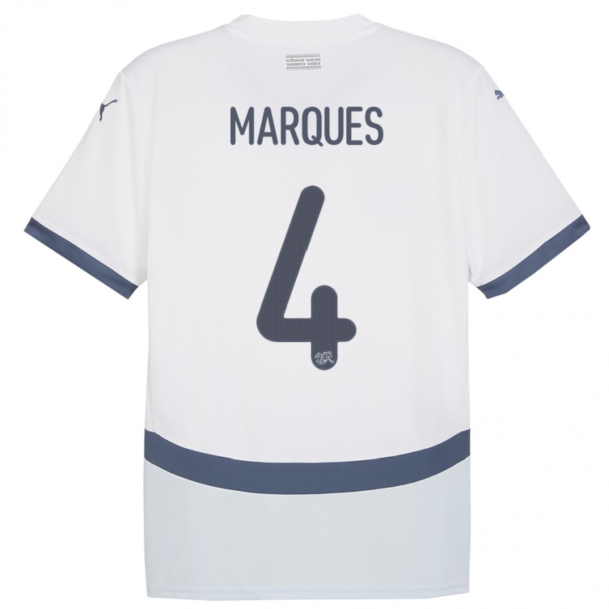 Niño Fútbol Camiseta Suiza Christian Marques #4 Blanco 2ª Equipación 24-26 México