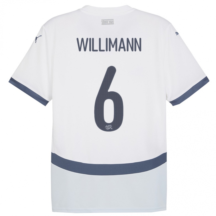 Niño Fútbol Camiseta Suiza Mauricio Willimann #6 Blanco 2ª Equipación 24-26 México