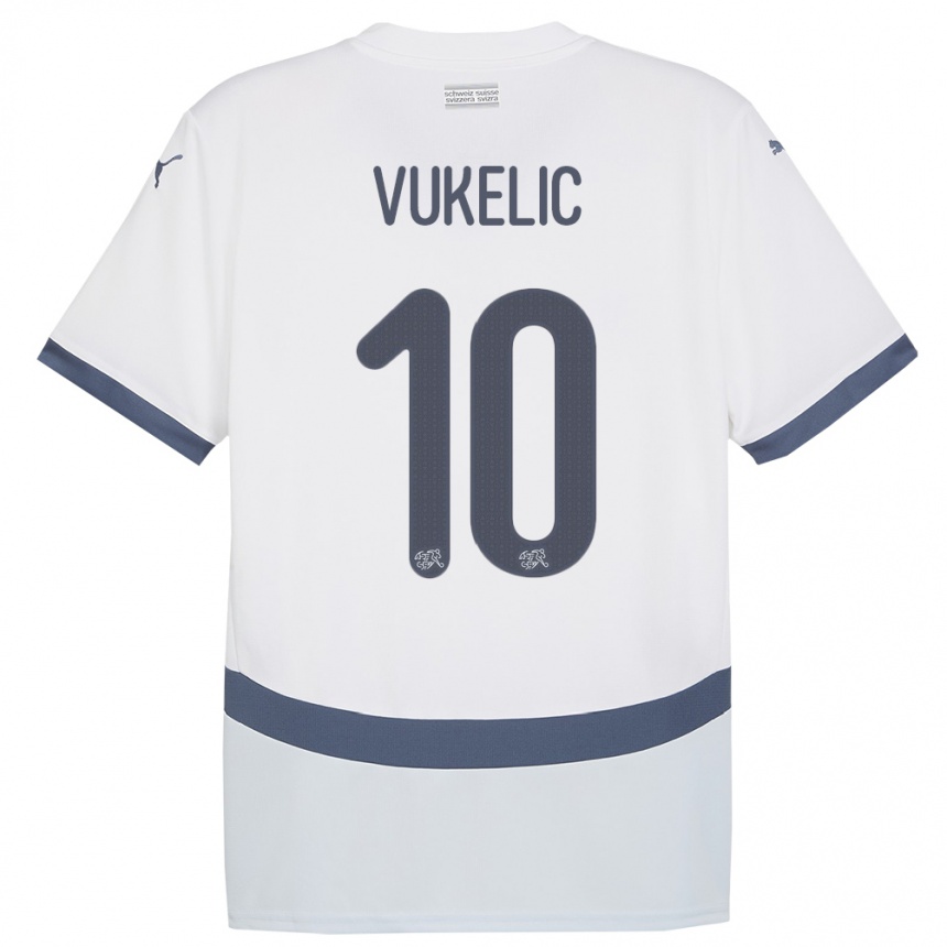 Niño Fútbol Camiseta Suiza Mile Vukelic #10 Blanco 2ª Equipación 24-26 México