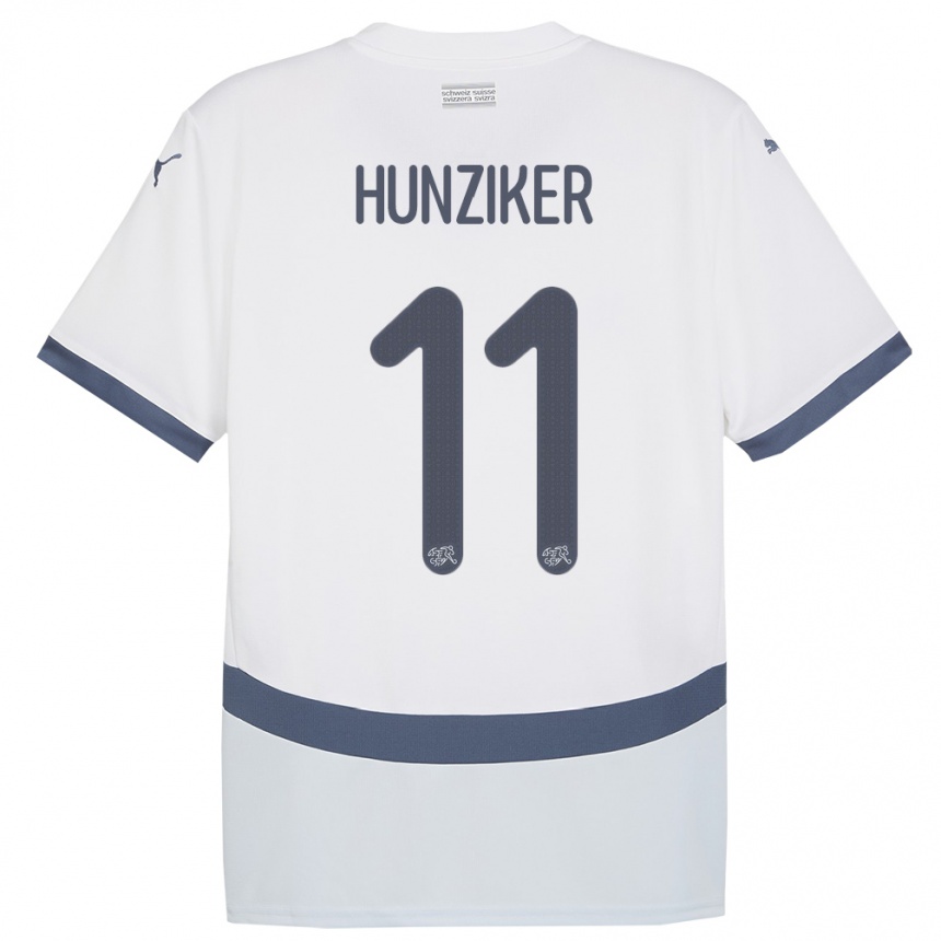 Niño Fútbol Camiseta Suiza Andrin Hunziker #11 Blanco 2ª Equipación 24-26 México