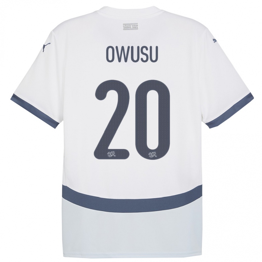 Niño Fútbol Camiseta Suiza Tyron Owusu #20 Blanco 2ª Equipación 24-26 México