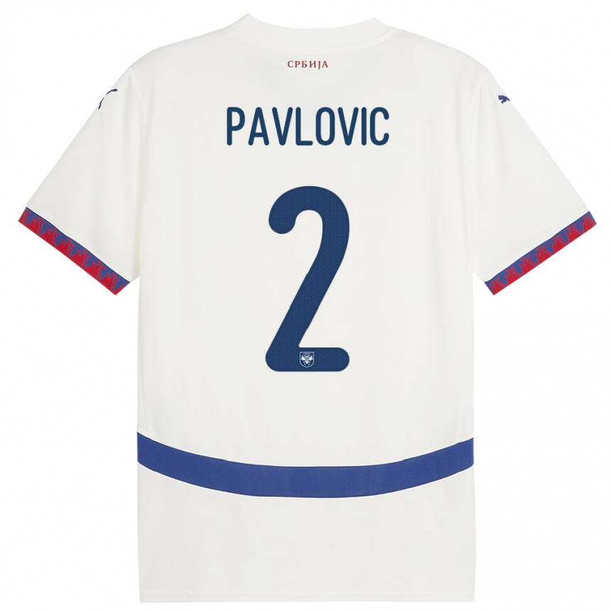 Niño Fútbol Camiseta Serbia Strahinja Pavlovic #2 Blanco 2ª Equipación 24-26 México