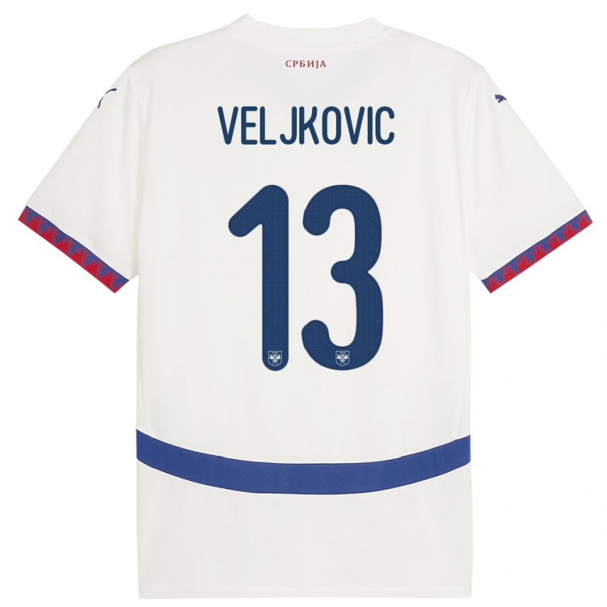 Niño Fútbol Camiseta Serbia Milos Veljkovic #13 Blanco 2ª Equipación 24-26 México