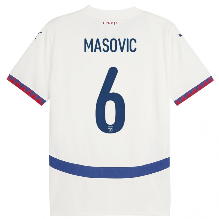 Niño Fútbol Camiseta Serbia Erhan Masovic #6 Blanco 2ª Equipación 24-26 México