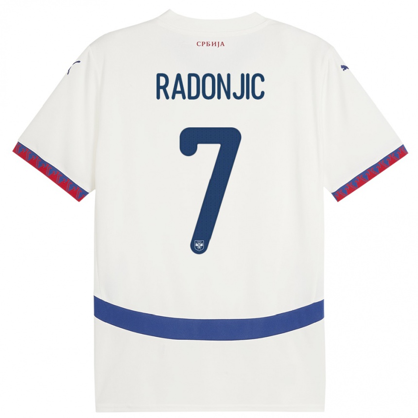 Niño Fútbol Camiseta Serbia Nemanja Radonjic #7 Blanco 2ª Equipación 24-26 México