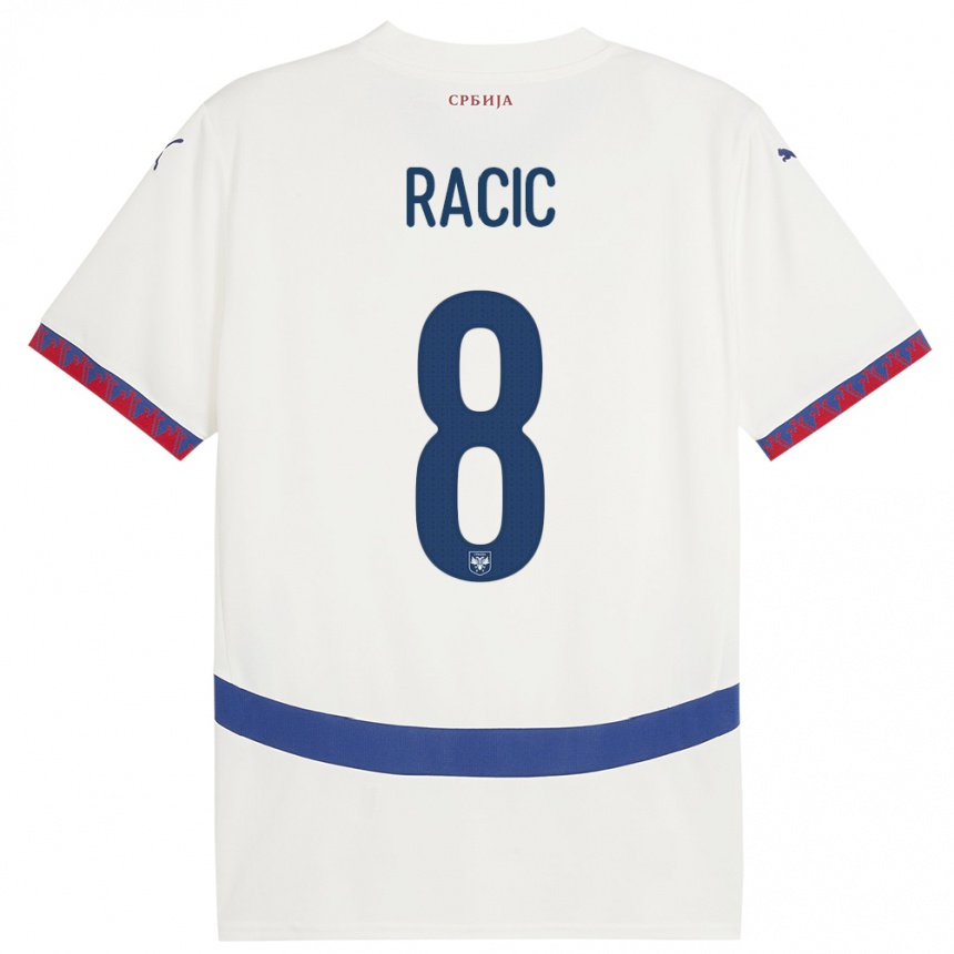 Niño Fútbol Camiseta Serbia Uros Racic #8 Blanco 2ª Equipación 24-26 México