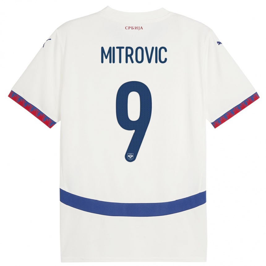 Niño Fútbol Camiseta Serbia Aleksandar Mitrovic #9 Blanco 2ª Equipación 24-26 México