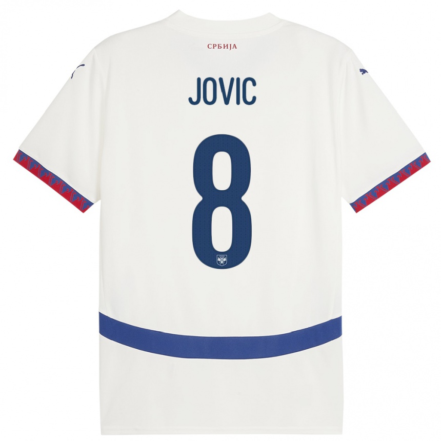 Niño Fútbol Camiseta Serbia Luka Jovic #8 Blanco 2ª Equipación 24-26 México