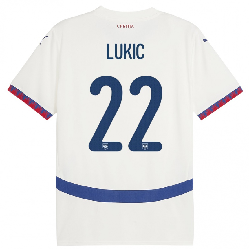 Niño Fútbol Camiseta Serbia Sasa Lukic #22 Blanco 2ª Equipación 24-26 México