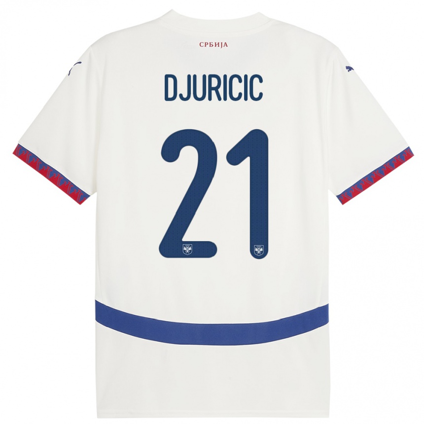 Niño Fútbol Camiseta Serbia Filip Djuricic #21 Blanco 2ª Equipación 24-26 México