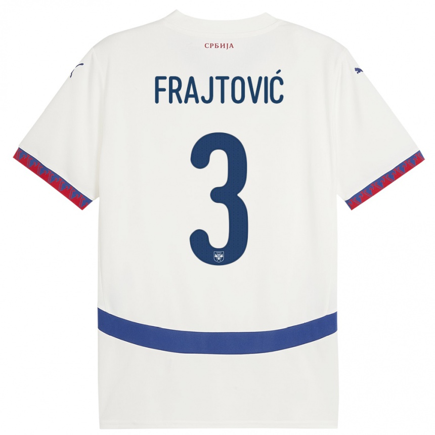 Niño Fútbol Camiseta Serbia Andela Frajtovic #3 Blanco 2ª Equipación 24-26 México