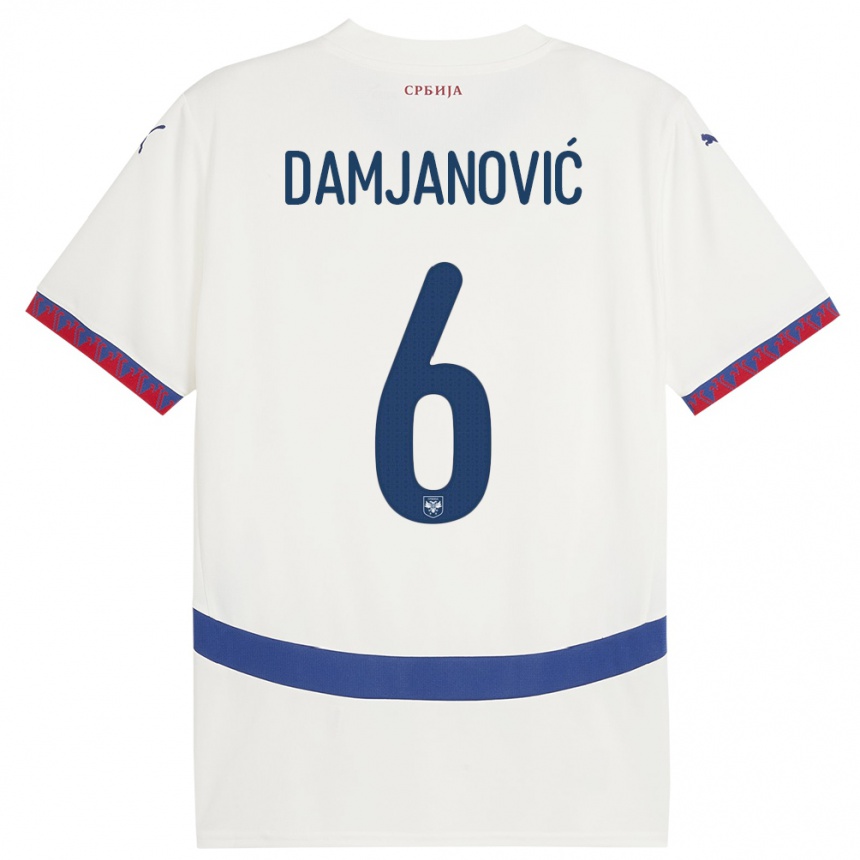 Niño Fútbol Camiseta Serbia Nevena Damjanovic #6 Blanco 2ª Equipación 24-26 México