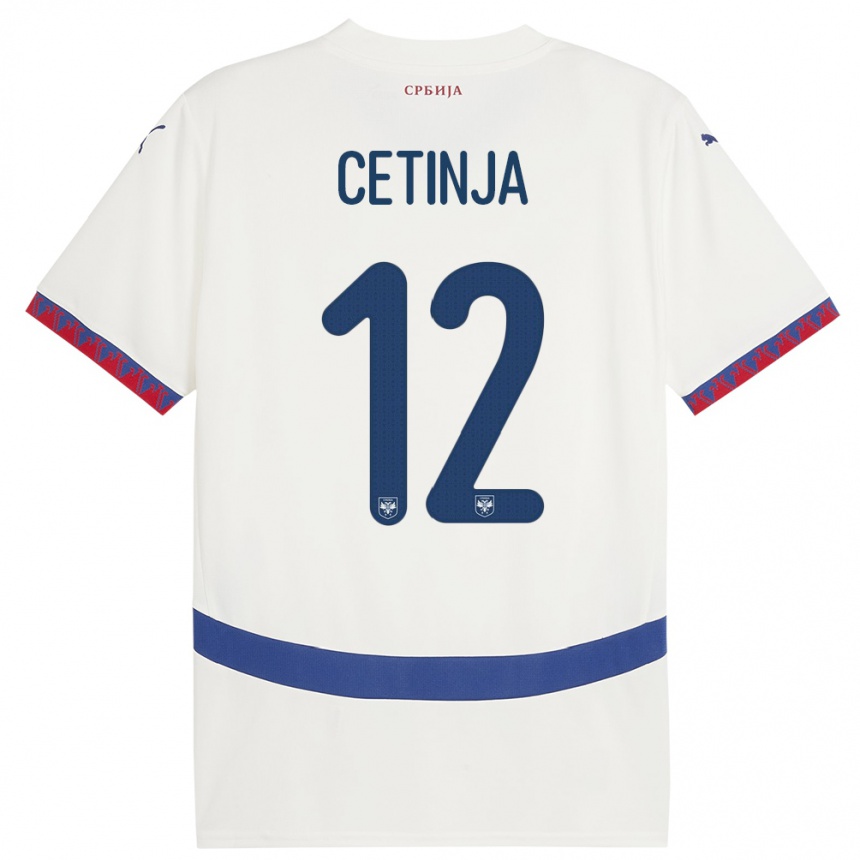 Niño Fútbol Camiseta Serbia Sara Cetinja #12 Blanco 2ª Equipación 24-26 México