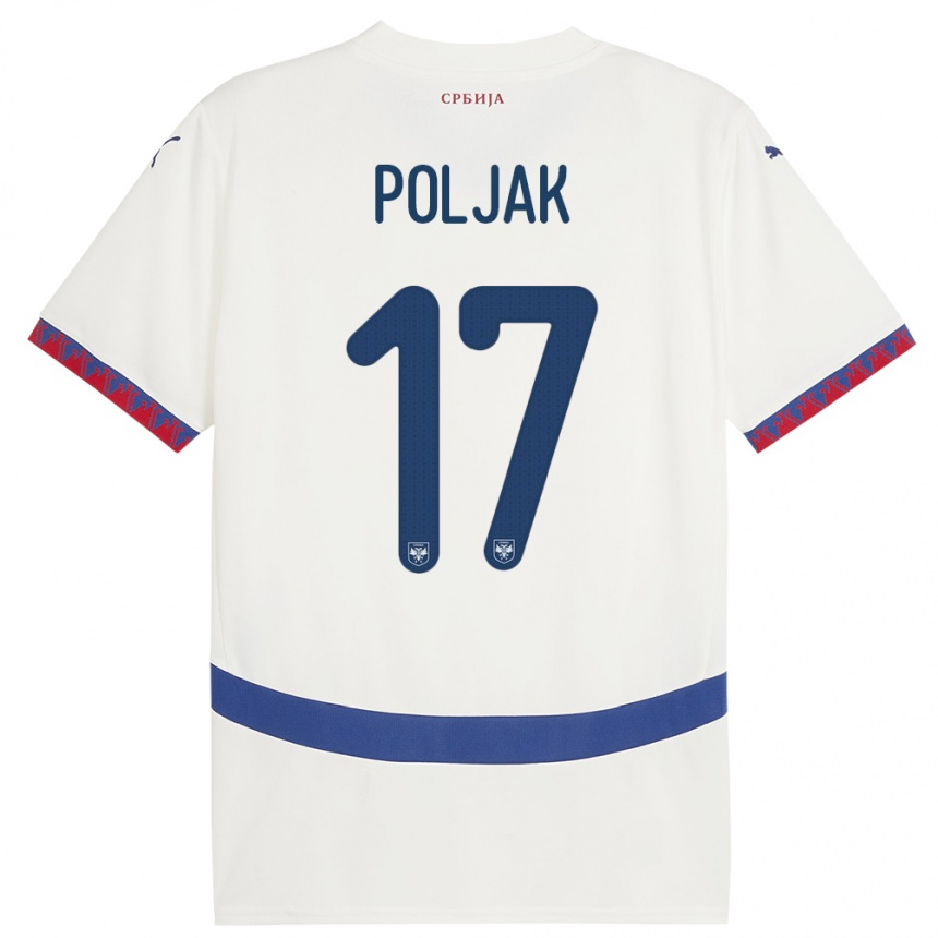 Niño Fútbol Camiseta Serbia Allegra Poljak #17 Blanco 2ª Equipación 24-26 México