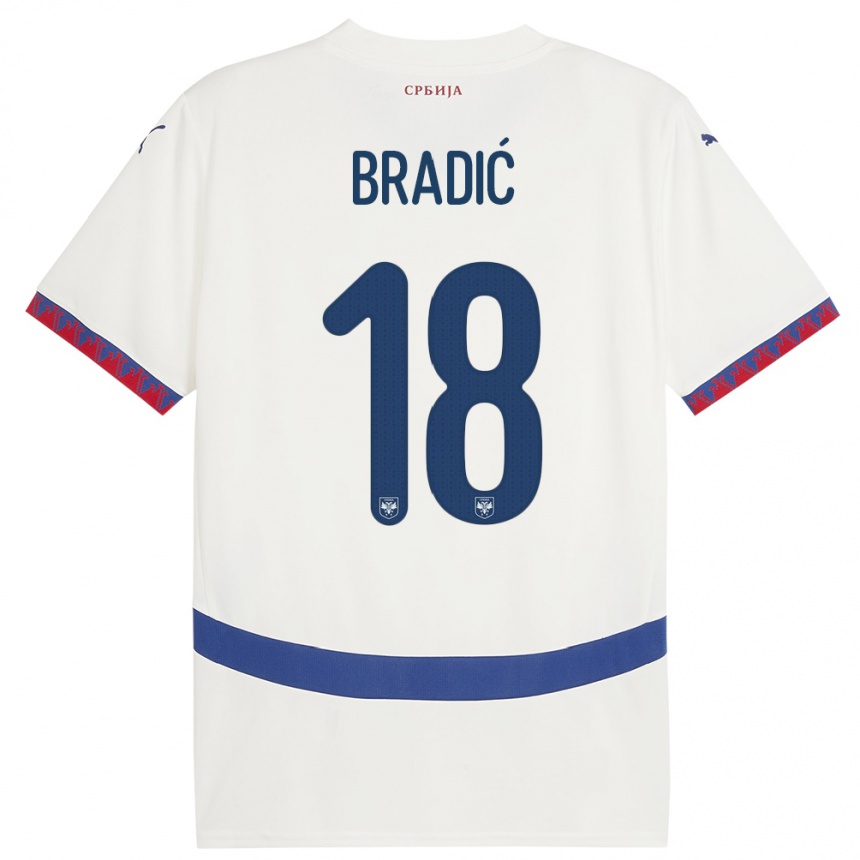 Niño Fútbol Camiseta Serbia Biljana Bradic #18 Blanco 2ª Equipación 24-26 México