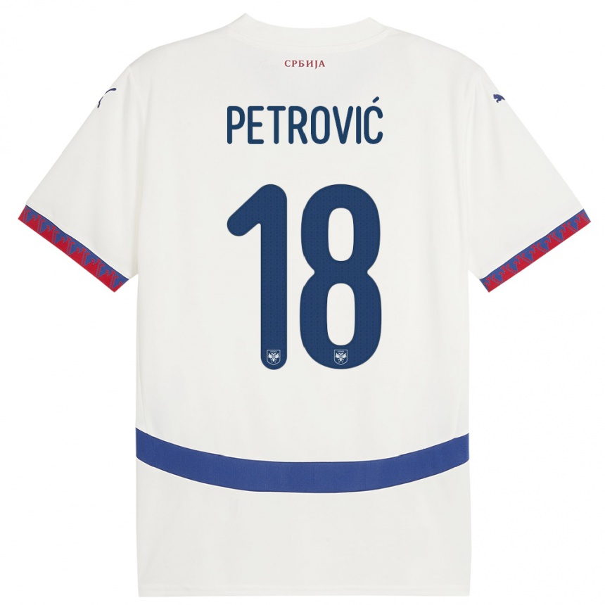 Niño Fútbol Camiseta Serbia Emilija Petrovic #18 Blanco 2ª Equipación 24-26 México