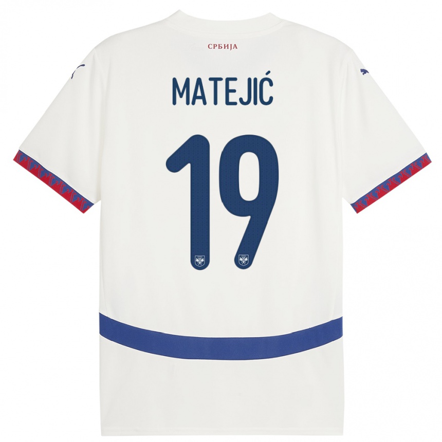 Niño Fútbol Camiseta Serbia Nina Matejic #19 Blanco 2ª Equipación 24-26 México