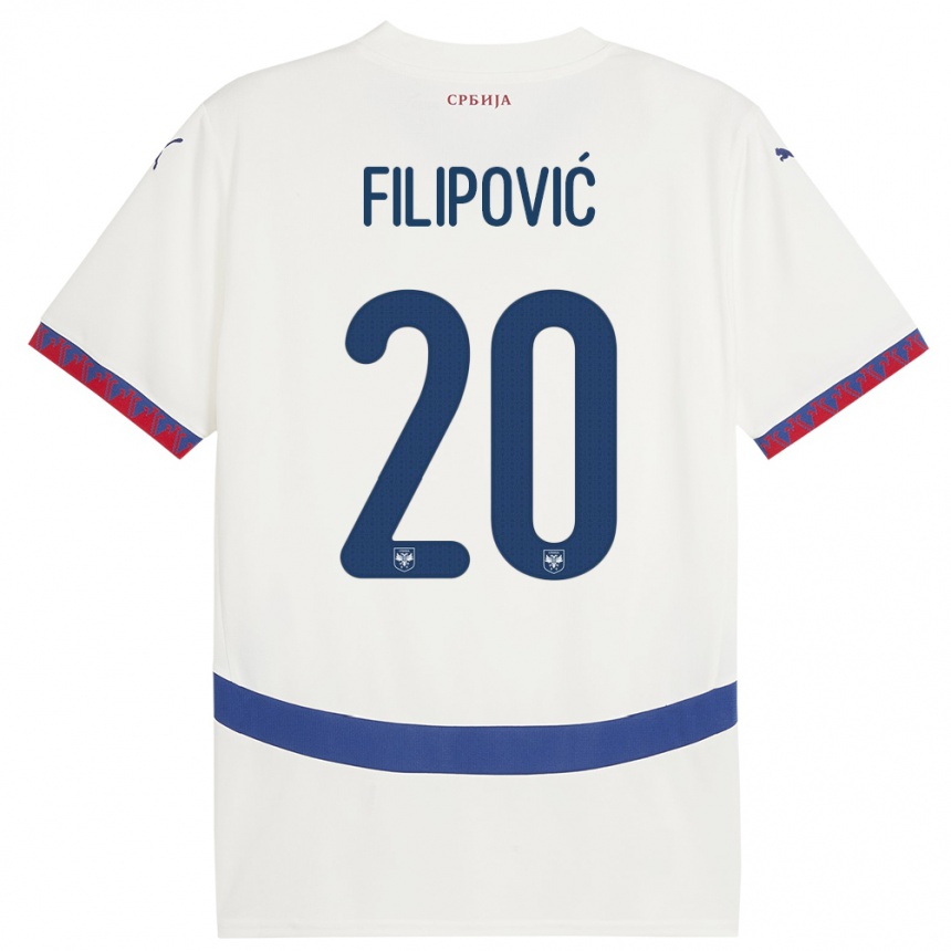 Niño Fútbol Camiseta Serbia Tijana Filipovic #20 Blanco 2ª Equipación 24-26 México