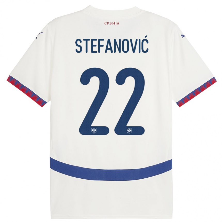 Niño Fútbol Camiseta Serbia Dejana Stefanovic #22 Blanco 2ª Equipación 24-26 México