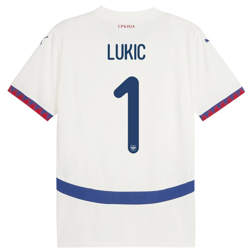 Niño Fútbol Camiseta Serbia Ognjen Lukic #1 Blanco 2ª Equipación 24-26 México