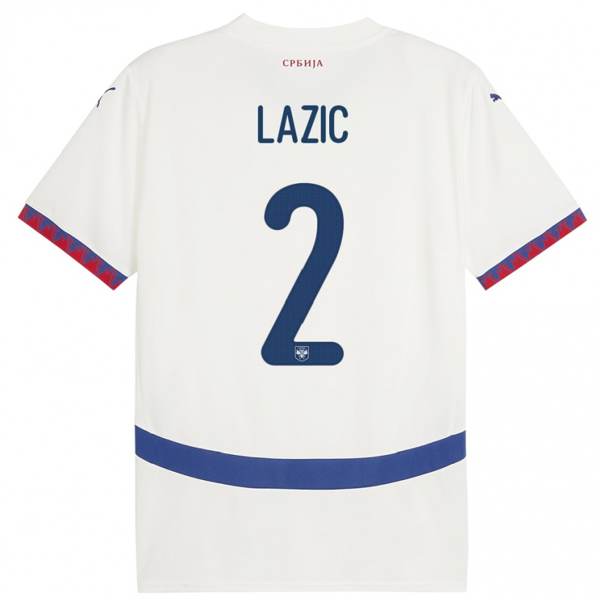 Niño Fútbol Camiseta Serbia Uros Lazic #2 Blanco 2ª Equipación 24-26 México