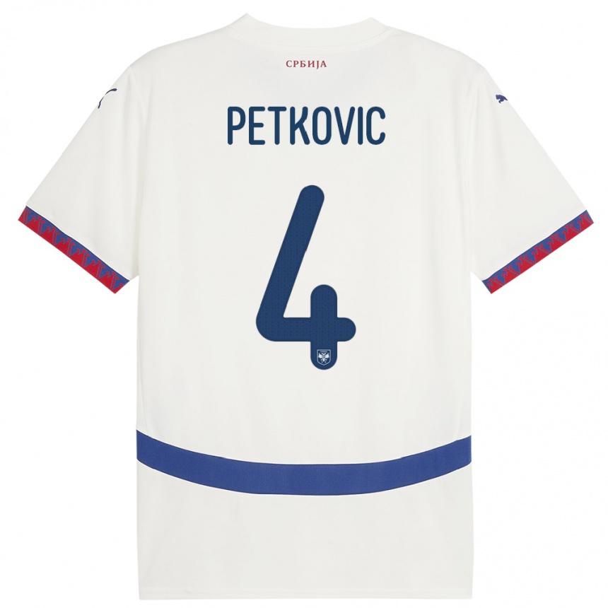 Niño Fútbol Camiseta Serbia Nikola Petkovic #4 Blanco 2ª Equipación 24-26 México