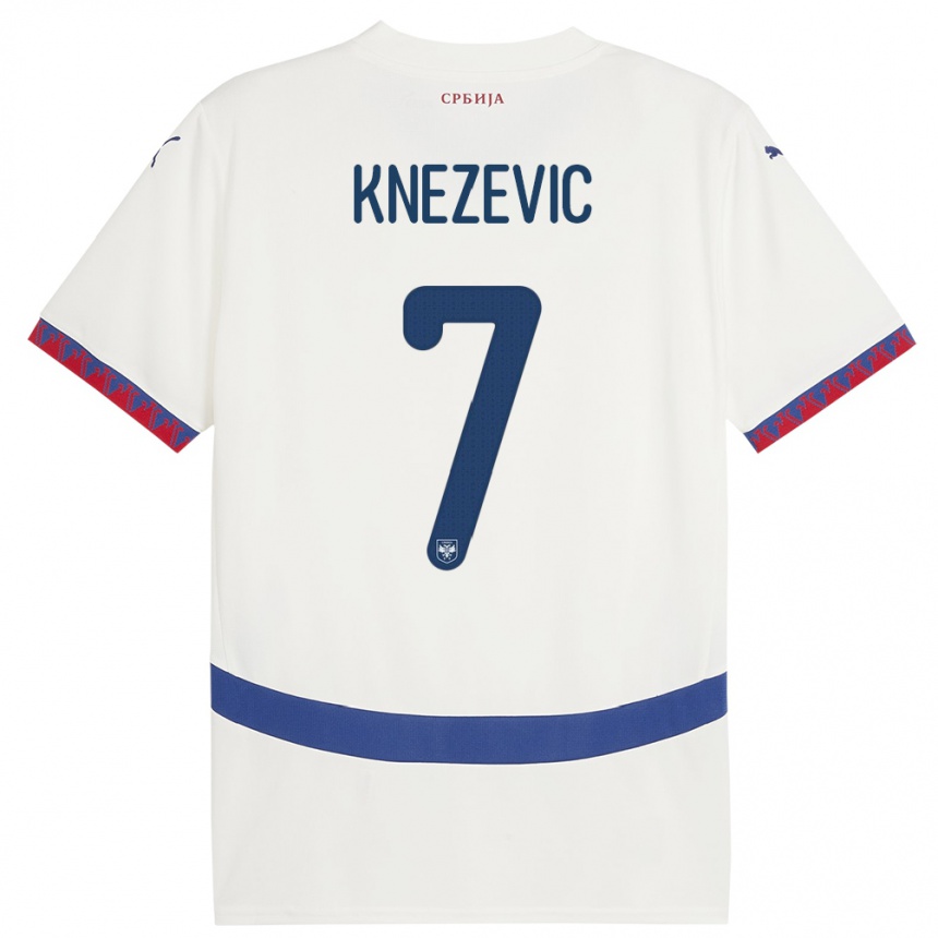 Niño Fútbol Camiseta Serbia Nikola Knezevic #7 Blanco 2ª Equipación 24-26 México