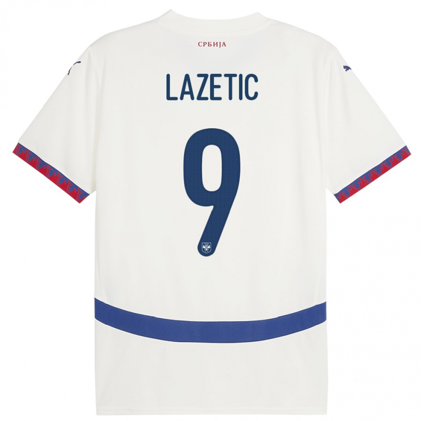 Niño Fútbol Camiseta Serbia Marko Lazetic #9 Blanco 2ª Equipación 24-26 México