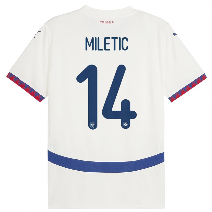 Niño Fútbol Camiseta Serbia Vladimir Miletic #14 Blanco 2ª Equipación 24-26 México