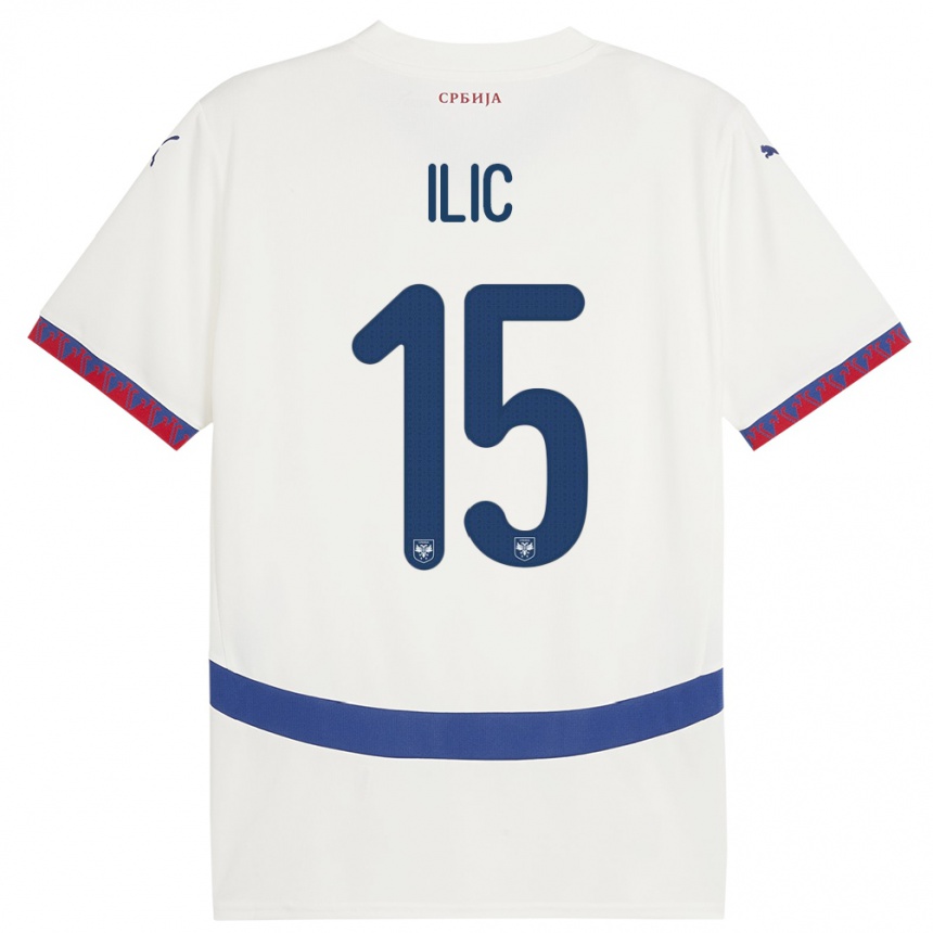 Niño Fútbol Camiseta Serbia Mihajlo Ilic #15 Blanco 2ª Equipación 24-26 México